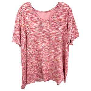 Catherines Plus Size 18W 20W Top 1X V-Neck Short‎ Sleeve Pink Heather 1213